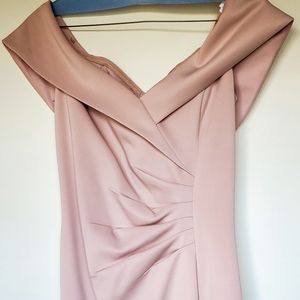 Formal Dress, Mauve, Knee length, Off the shoulder, size 24.